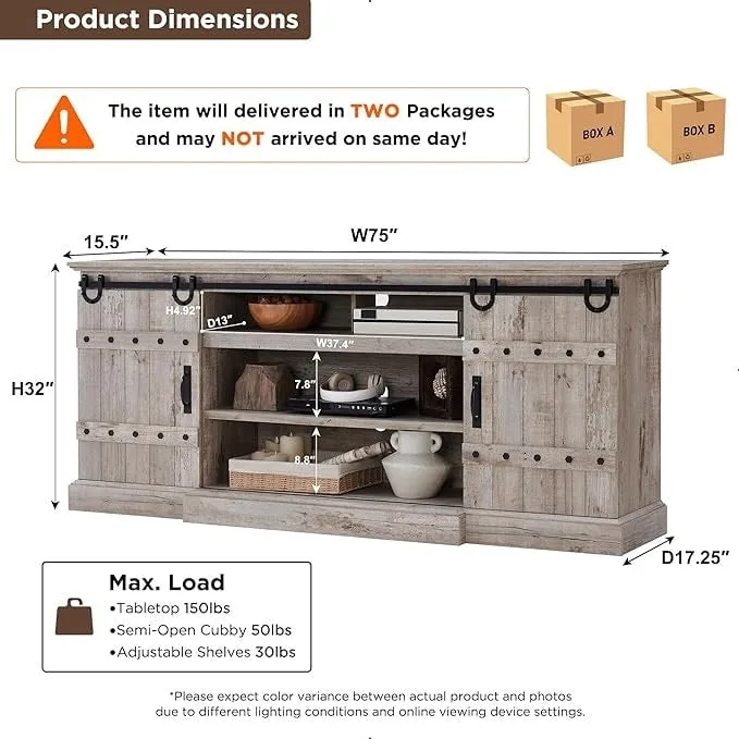 Modern Grey Sideboard Buffet Cabinet with 3 Drawers & Adjustable Shelves