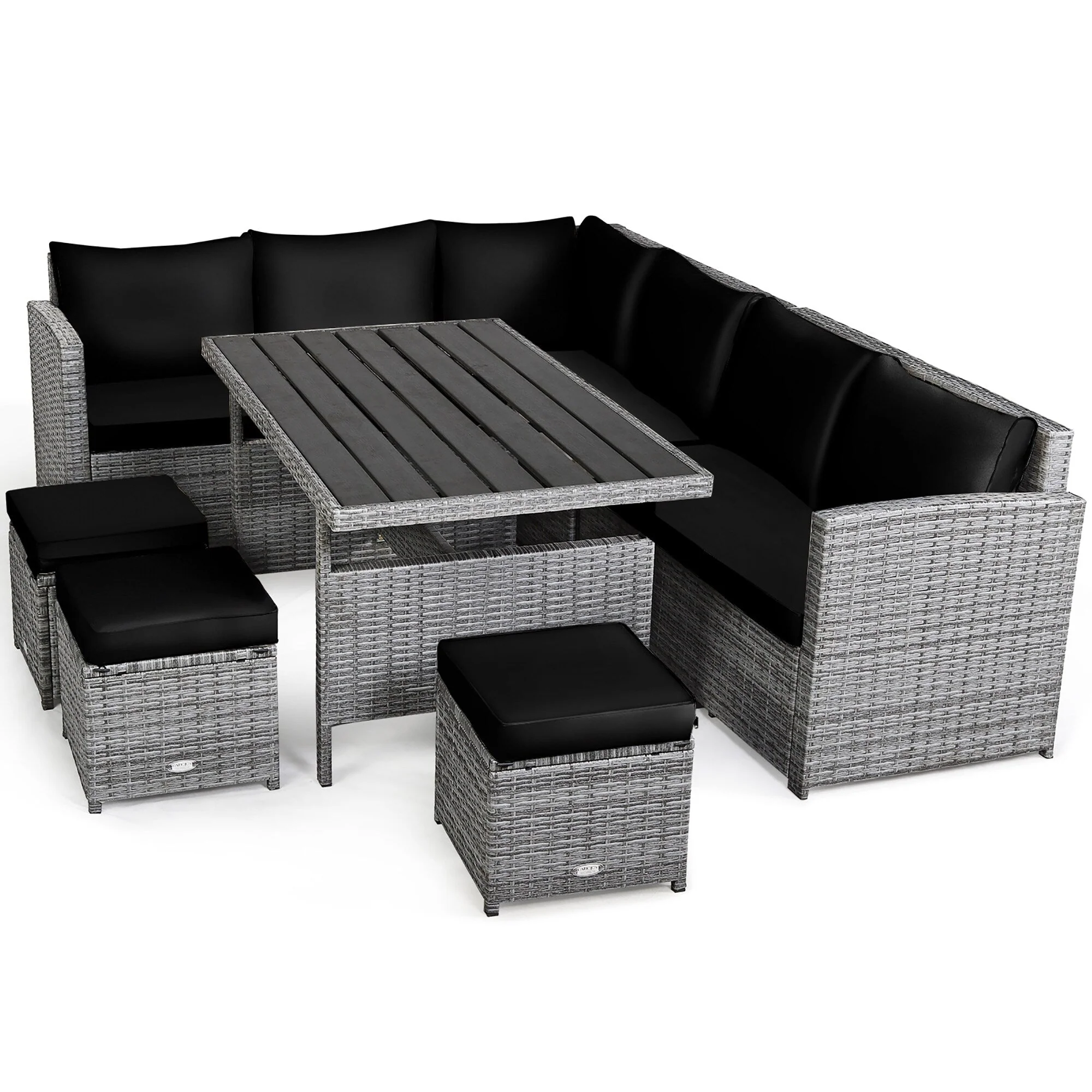 Costway 7 PCS Patio Rattan Dining Set Sectional Sofa Couch Ottoman - See Details