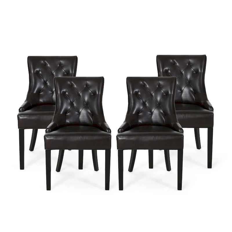 Hayden Contemporary Tufted Bonded Leather Dining Chairs (Set of 4) by Christopher Knight Home