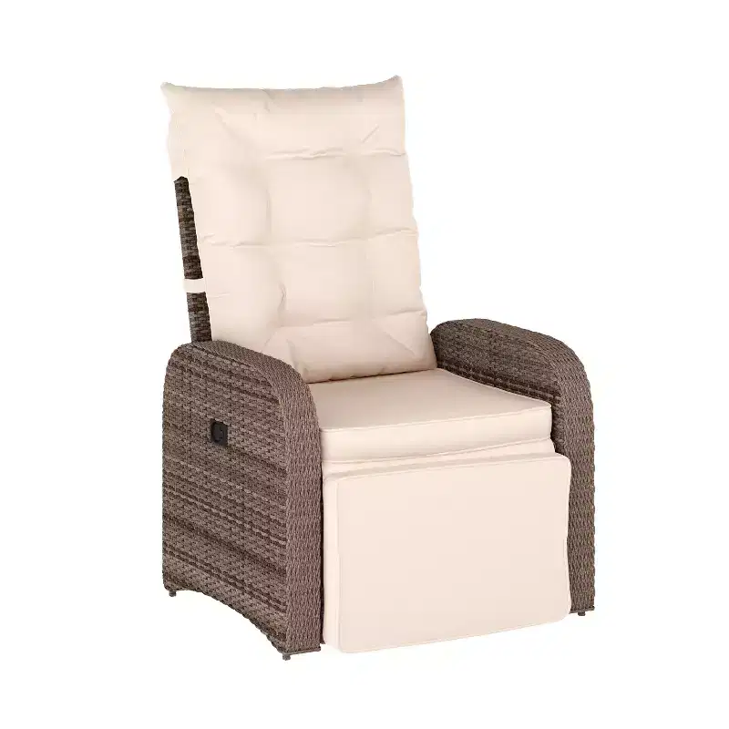 Flash Furniture Nemo Indoor/Outdoor Patio Wicker Rattan Recliner Lounge Chair with Flip up Side Table