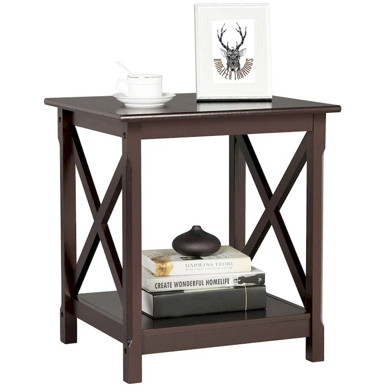 Yaheetech X Design Wood Coffee Side End Table with Storage Shelf