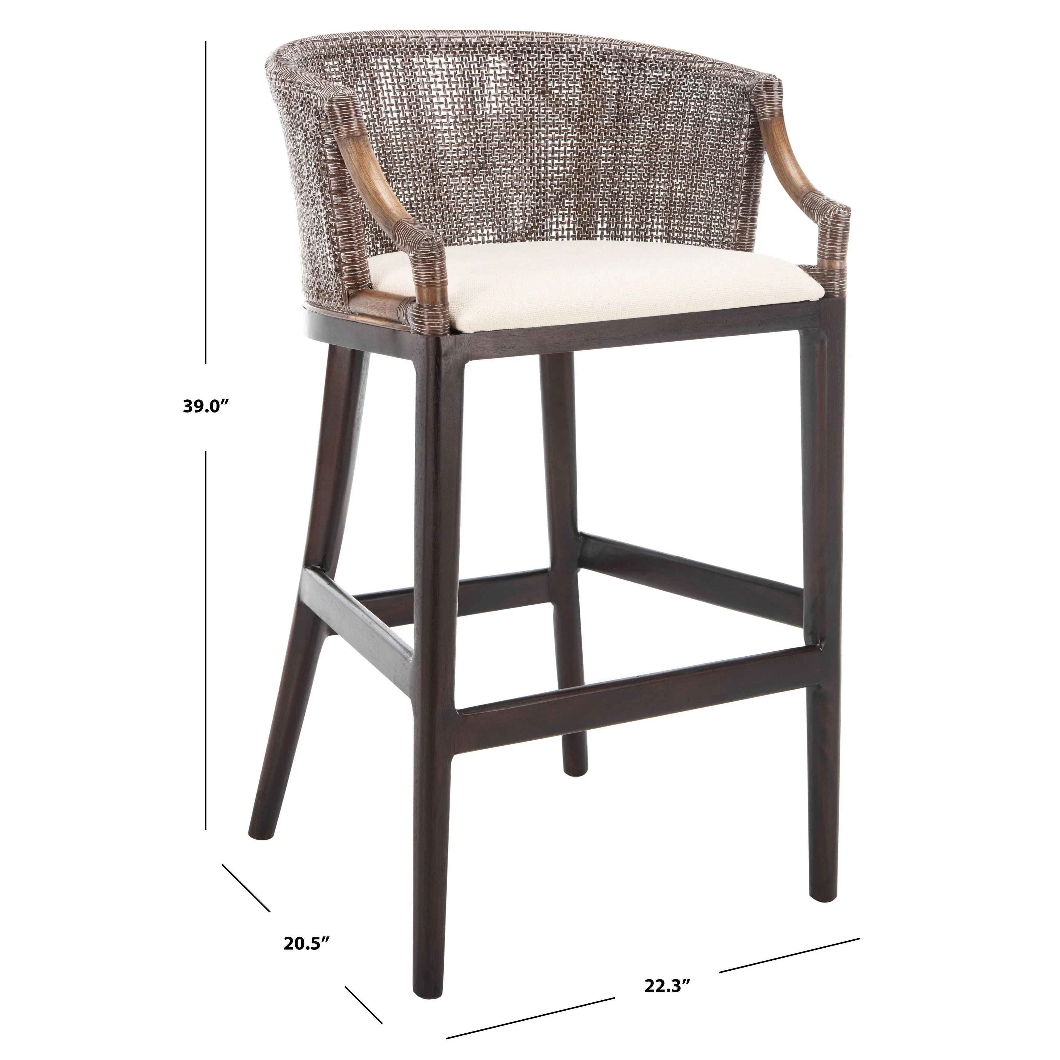 SAFAVIEH Virona Rattan 30-inch Bar Stool - 22.3 W x 20.5 L x 39 H - 22Wx21Dx39H