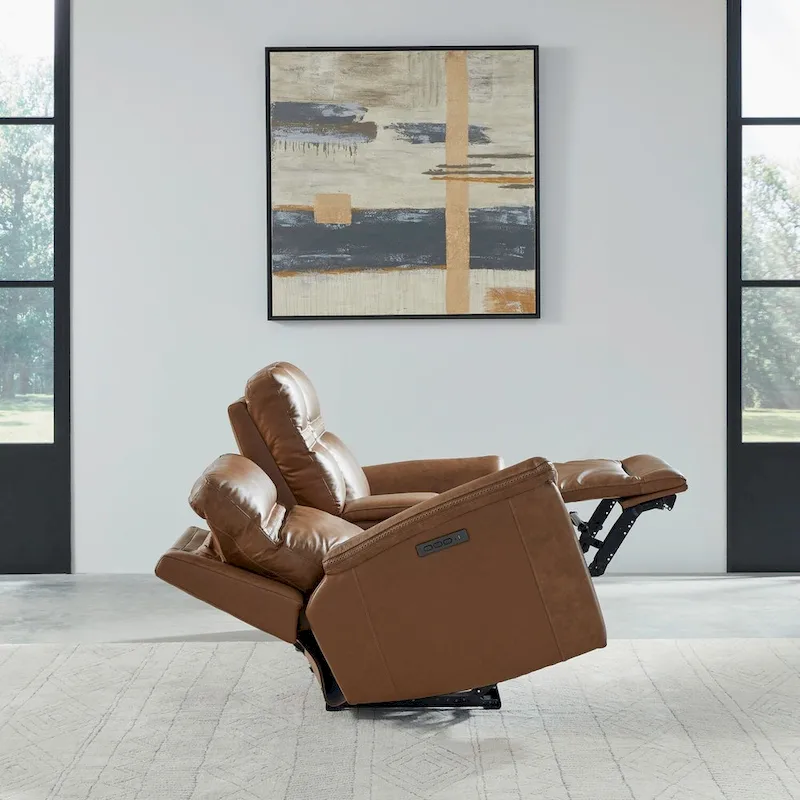 Cooper Leather Dual Power Reclining Loveseat with Console