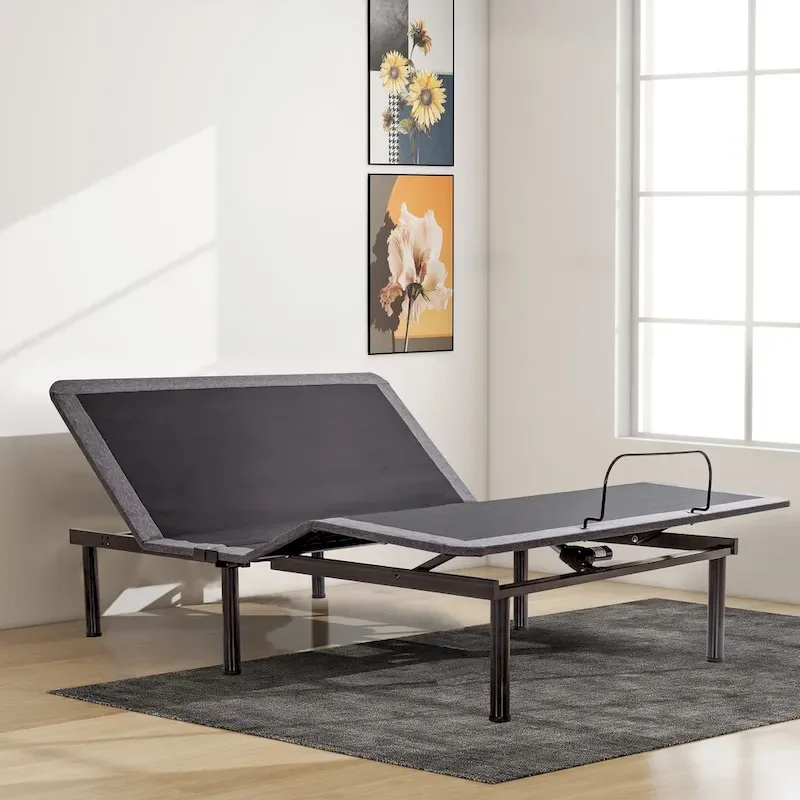 Black Adjustable Bed Base, Head & Foot Incline, Wireless Remote, For 1–2 Person