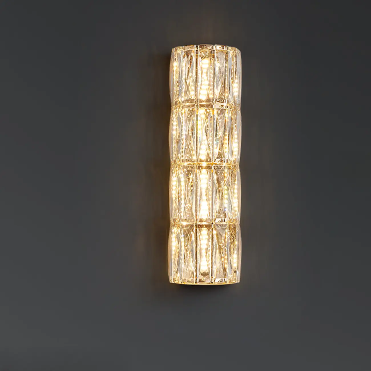 Direct-wired Steel Wall Sconce with Crystal Shade
