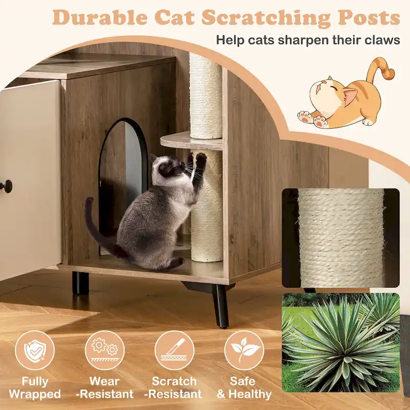 Cat Litter Box Enclosure 5-in-1 Enlarged Cat Litter Cabinet
