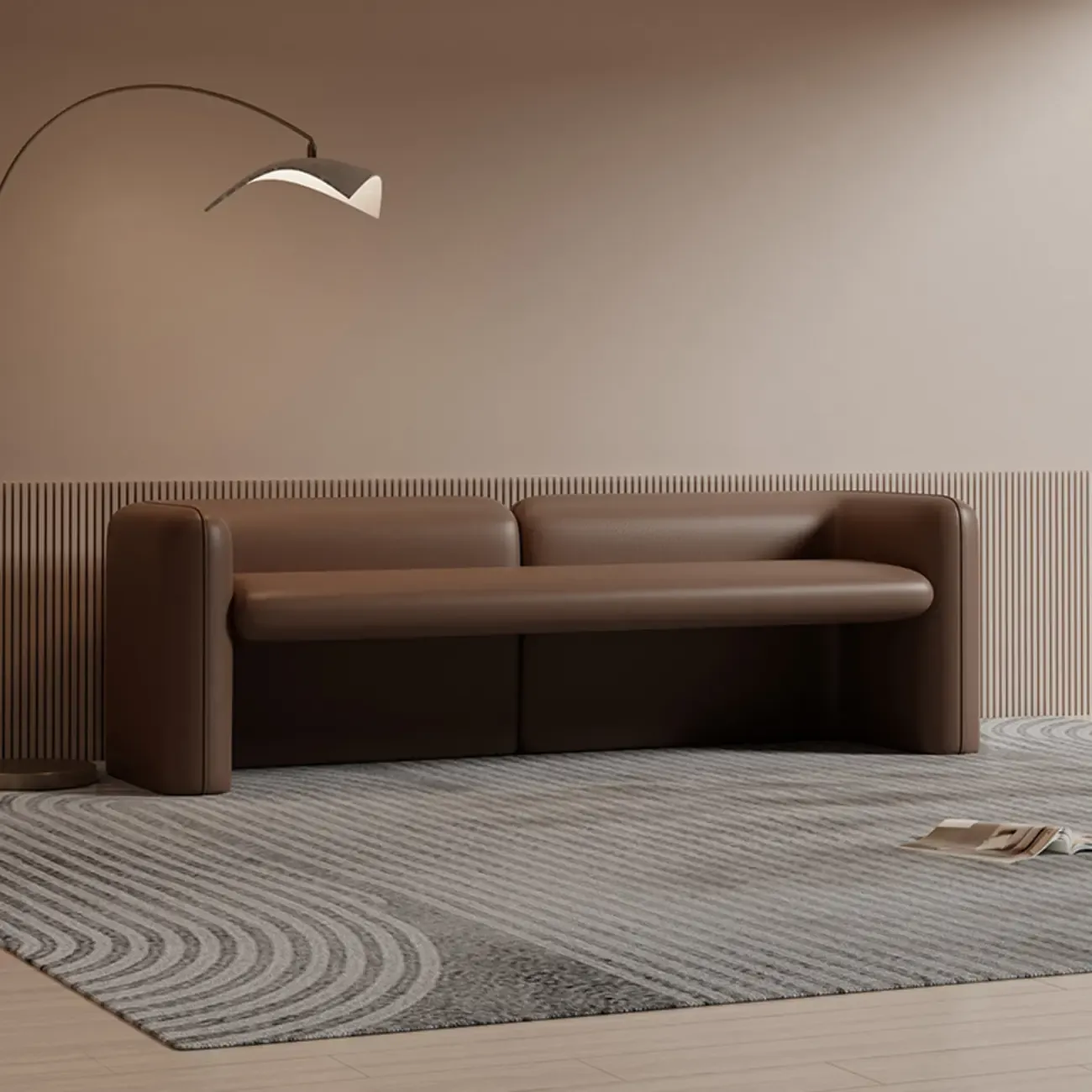 Modern Genuine Leather Cushioned Bedroom Bench