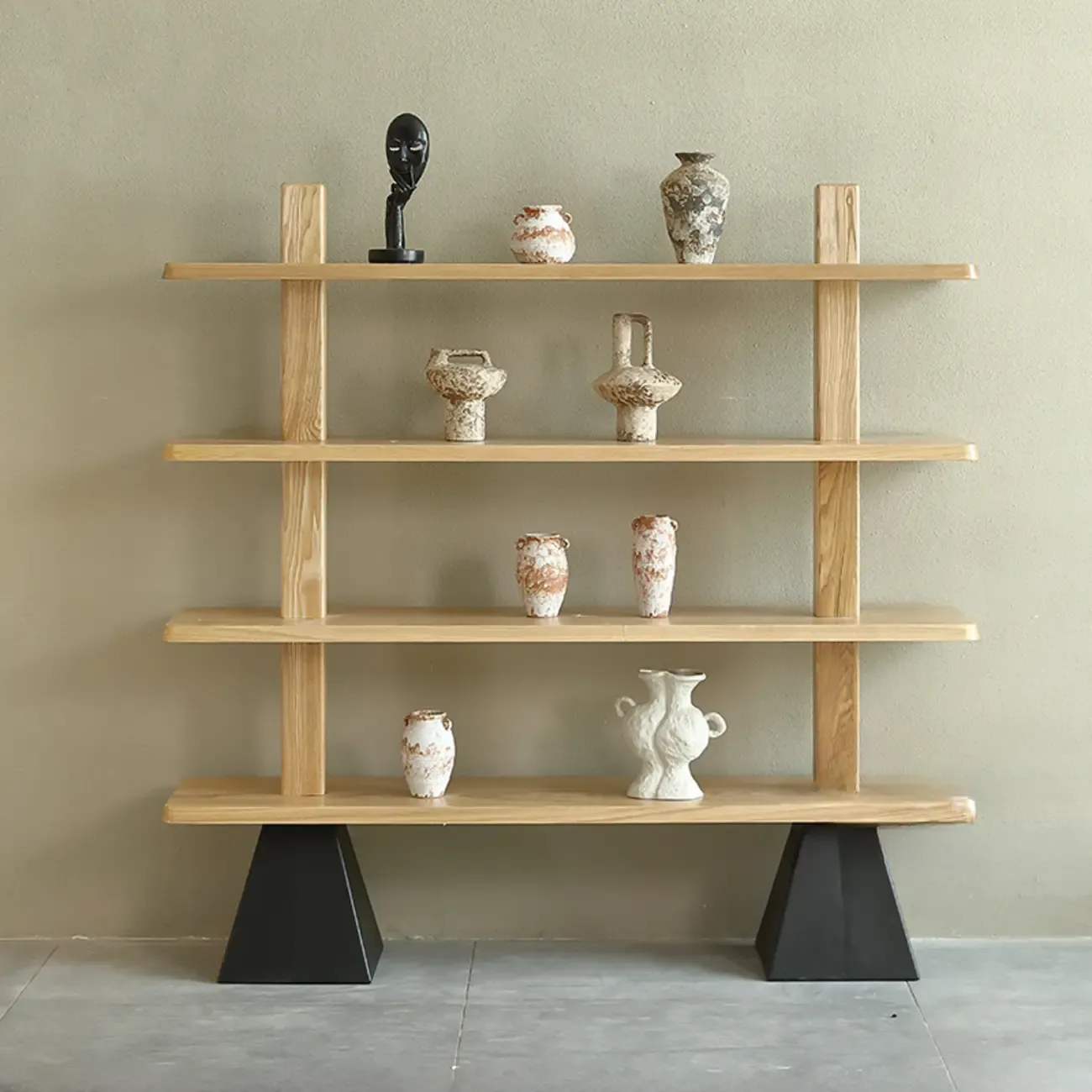 Elegant Ash Wood Open Back Display Vertical Bookcase