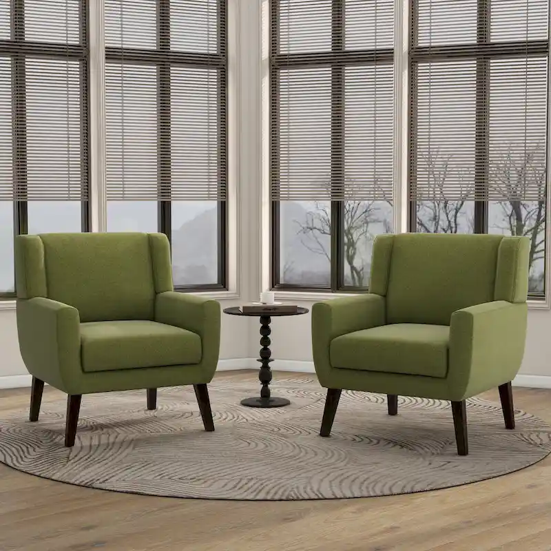 Wingback Accent Chair Set of 2 - Polyester Upholstered