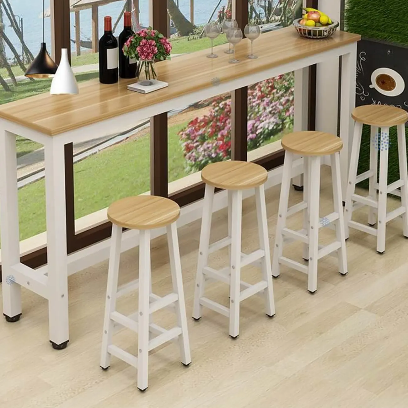 Modern Brown Wooden Fixed Top Bar Tables