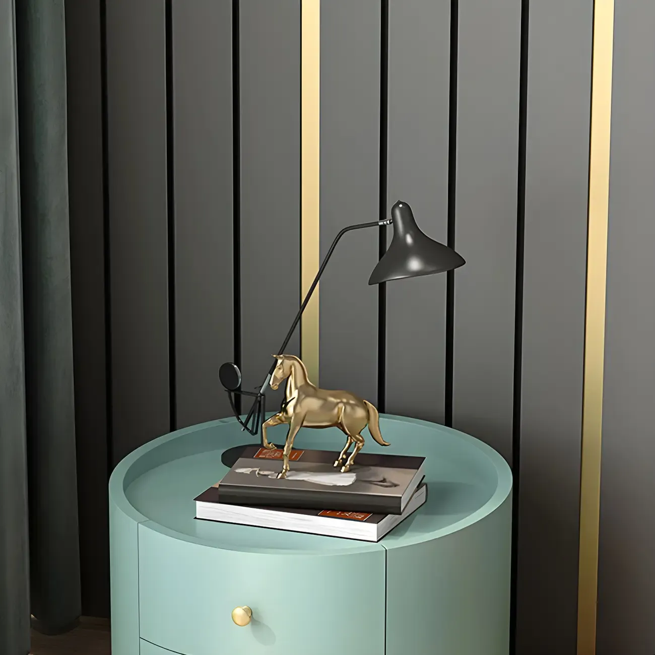 Glam Manufactured Wood Round 2-Drawer Nightstand