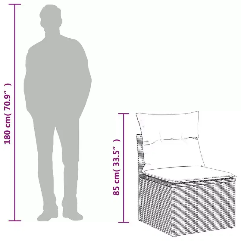 vidaXL Garden Sofa Set Black Cushions with Cream White Covers