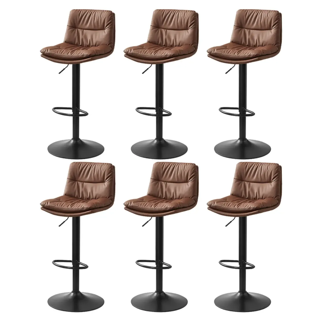 Modern Leather Saddle Swivel Adjustable Bar Stool