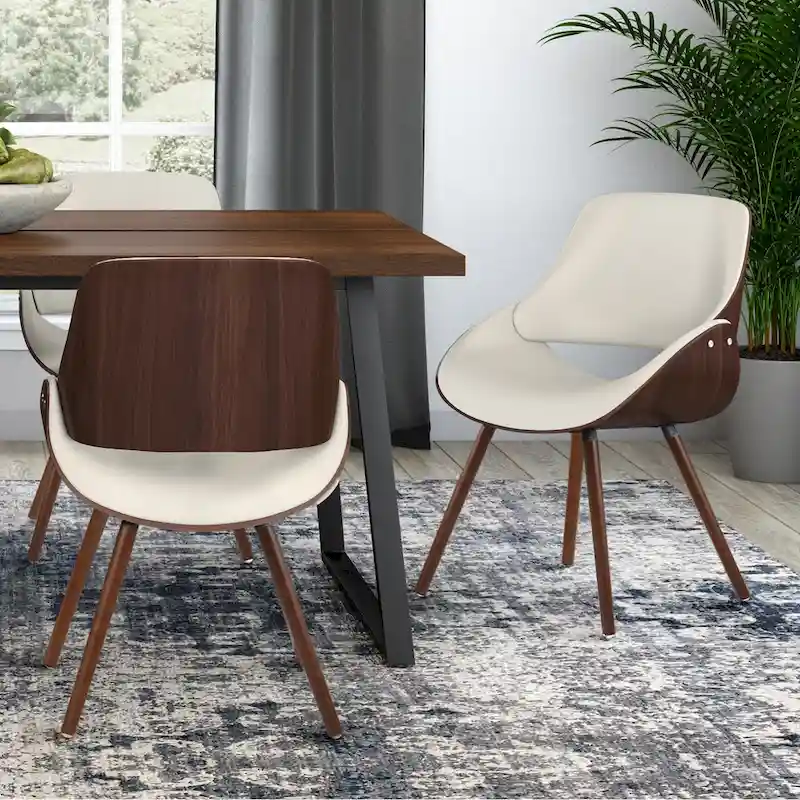 WYNDENHALL Malone Bentwood Dining Chair in Cream Faux Leather - 22.8  D x 20.9  W x 30.9 H