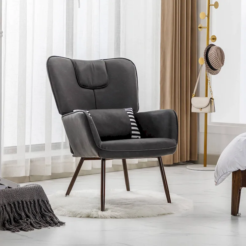 Hausfame Faux Leather Wingback Accent Chairs Living Room Chairs