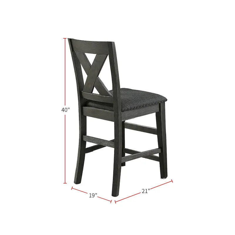 Counter Height Dining Chairs with X-Back Design, Set of 2 – Dark Grey
