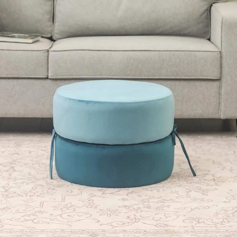 Round Pouf Upholstered Footrest Ottoman