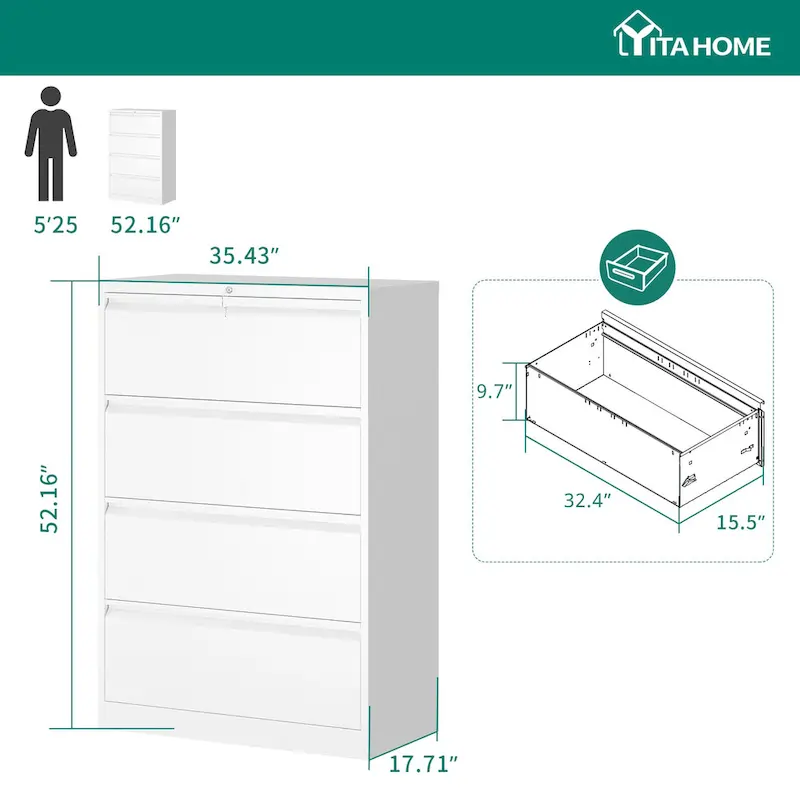 4 Drawer Lockable Steel File Cabinet