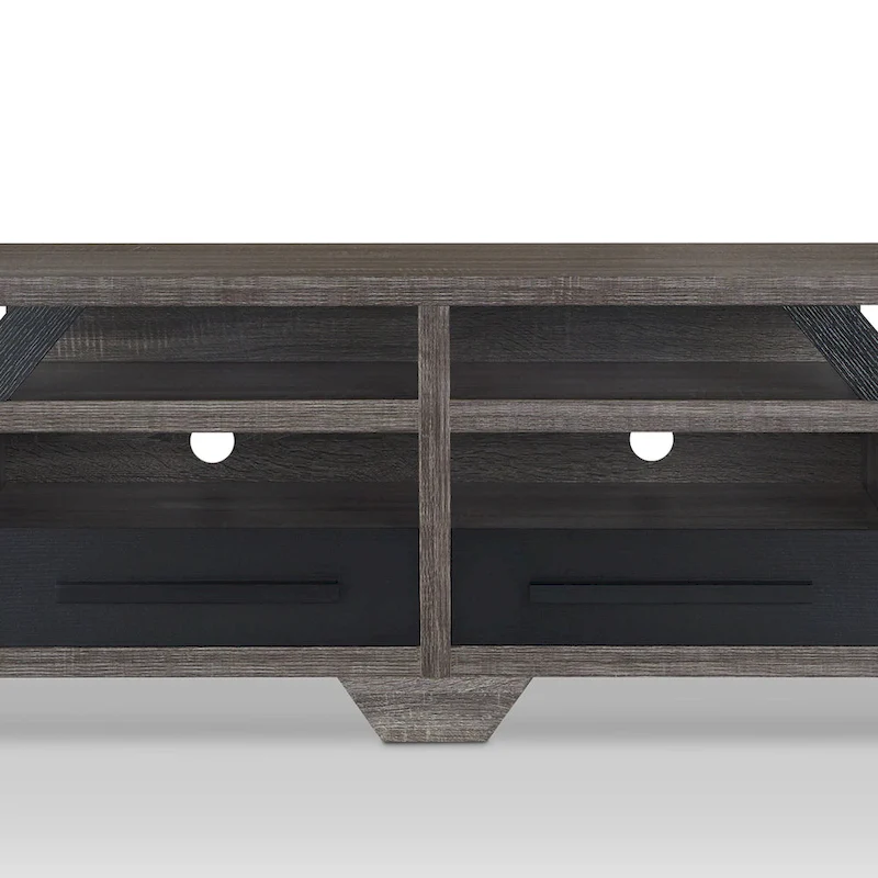 DH BASIC Modern Gray 82 Wide Open Shelf Tiered TV Stand by Denhour