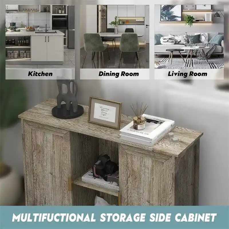 Credenza Buffet Cabinet Wooden Coffee Bar Cabinet - 11.8 D x 39.4 W x 30.7 H