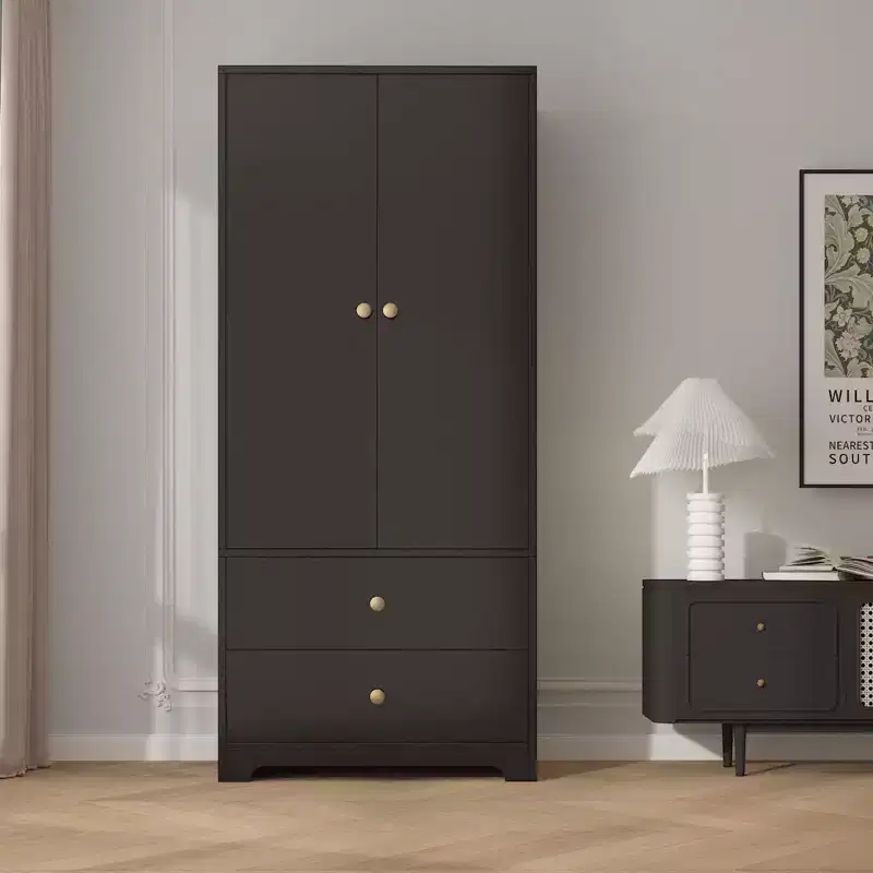 MDF 2-Door 2-Wardrobe Cabinet Flat Panel Design Durable and Stylish Storage Solution Perfect for Home Organization