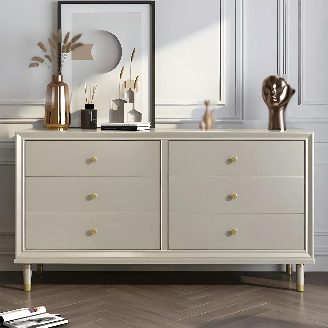 Elegant Off-White Wooden Dressers & Chests with Drawers