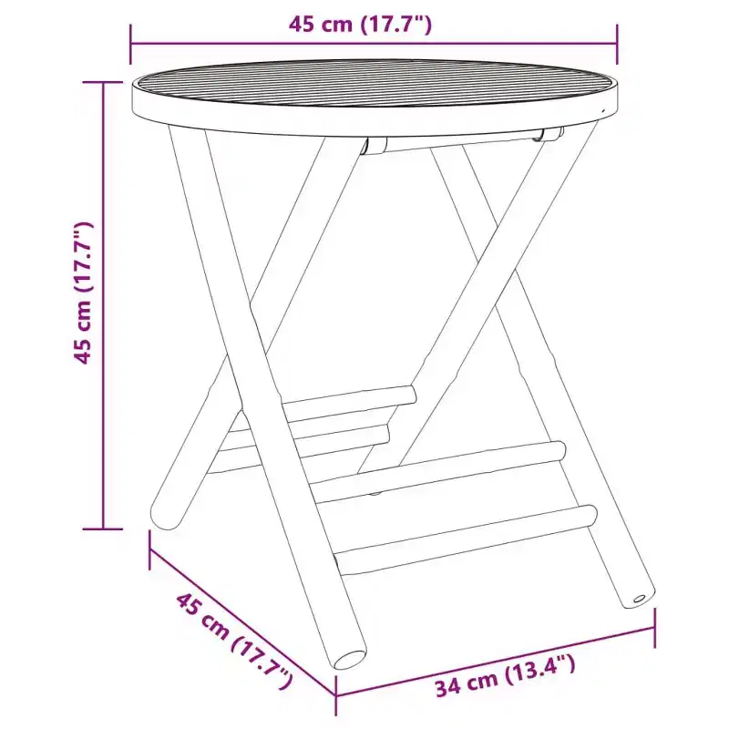 vidaXL Bistro Set Natural Bamboo 3 Piece Set Foldable
