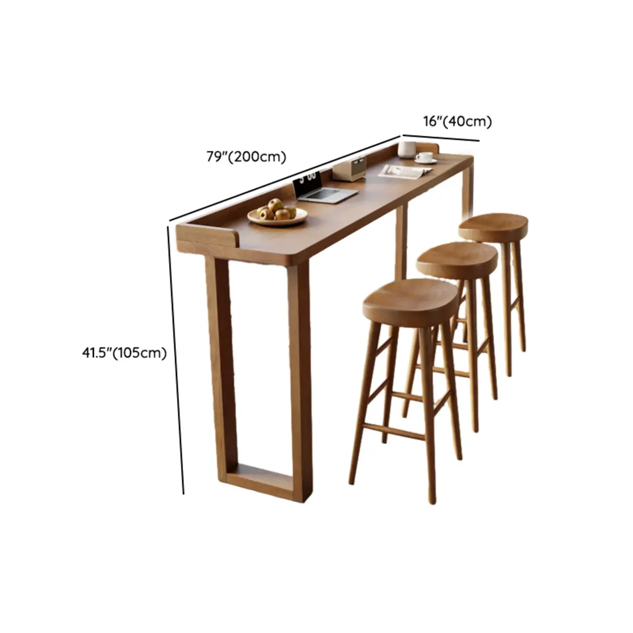 Scandinavian Natural Wood Rectangular Sled Bar Tables