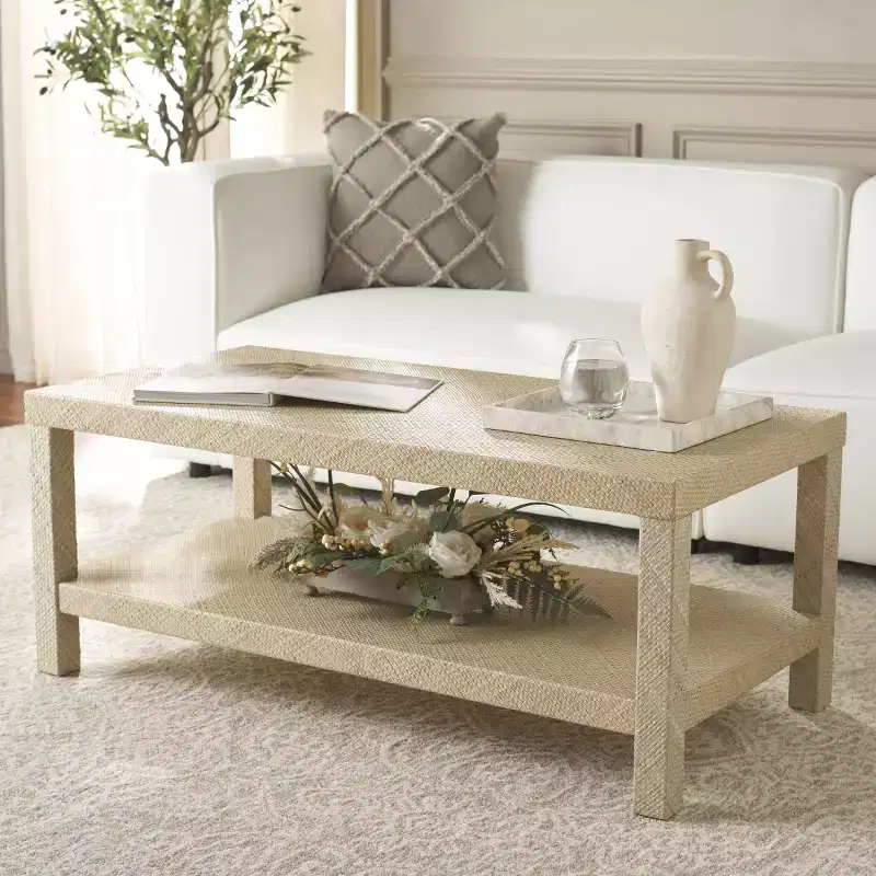 Apis Raffia Coffee Table - COF6612A - Natural - Safavieh
