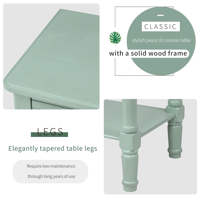 Narrow Console Table Slim Sofa Table with 3 Drawers and Bottom Shelf