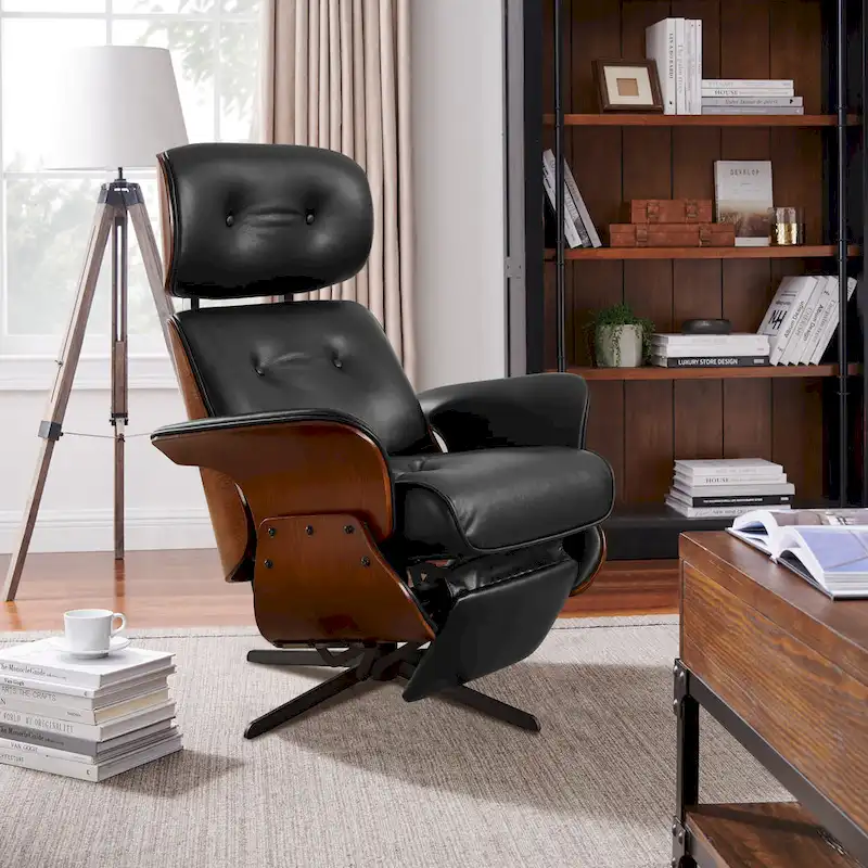 Art Leon Mid-century Modern Faux Leather Lounge Chair Recliner