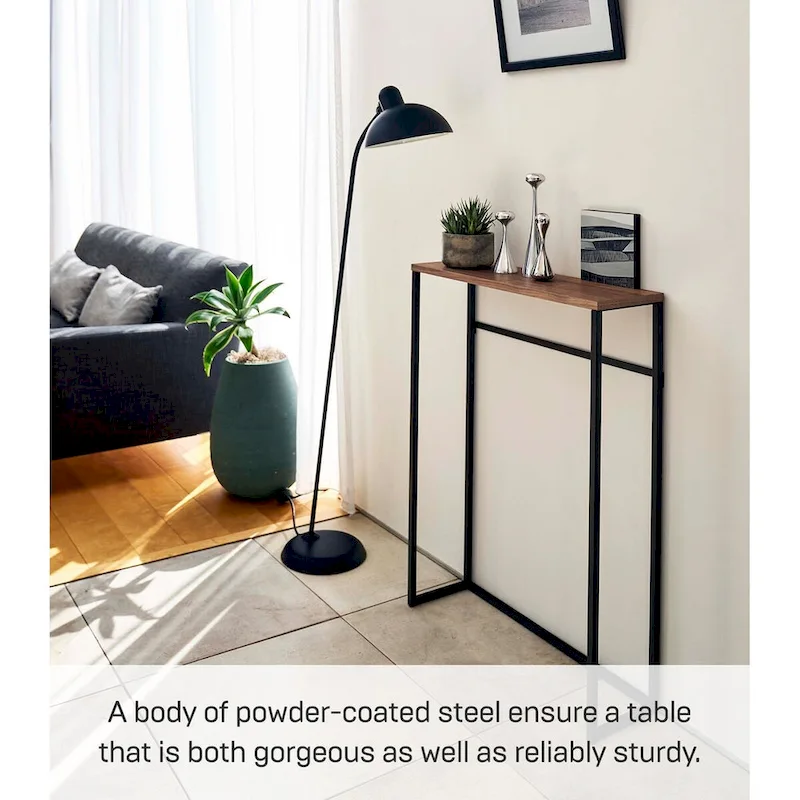 Yamazaki Home Narrow Entryway Console Table, Steel, Holds 11 lbs - L 7.28 x W 23.62 x H 31.69 inches