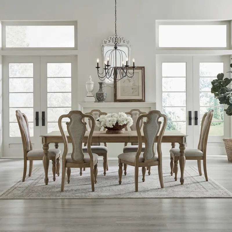 Magnolia Manor Weathered Bisque 7 Piece Rectangular Table Set