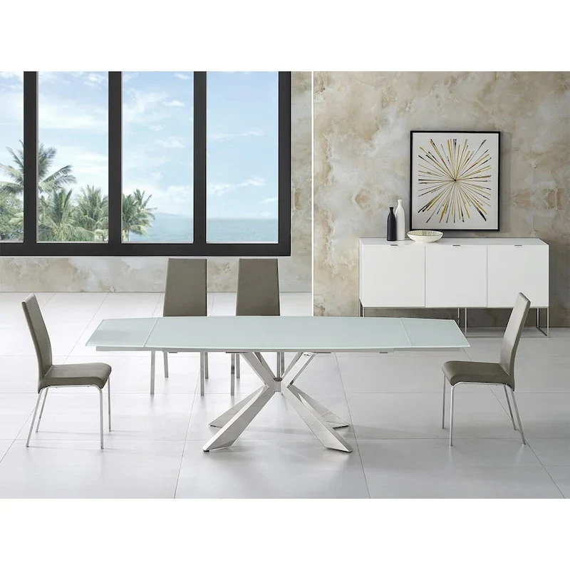 Taupe / White Top Grain Leather Dining Chair, Set of 2