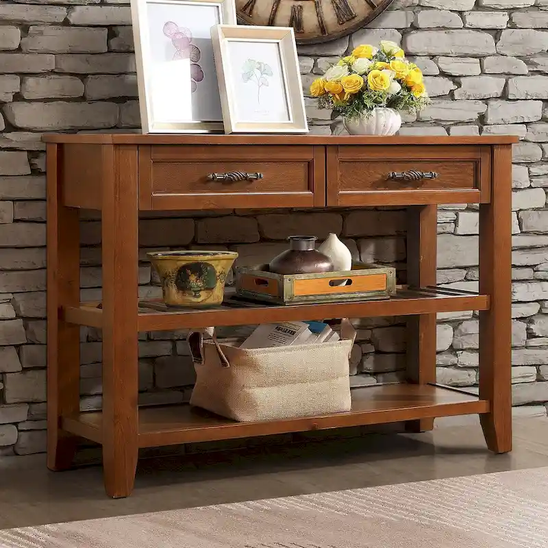 Furniture of Antique Solid Wood 3-drawer Sofa Console Table