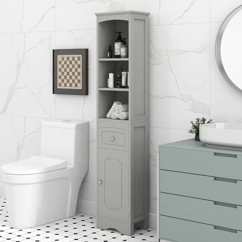 72 Bathroom Tall Cabinet with Drawer and 5 Adjustable Shelves