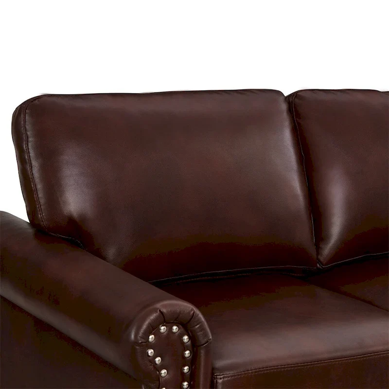 Classic Living Room Nails Sofa,Faux Leather
