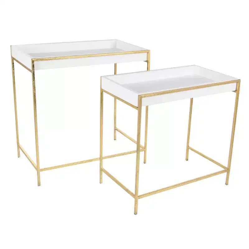 Set of 2 Contemporary Metal Console Tables Gold - Olivia & May