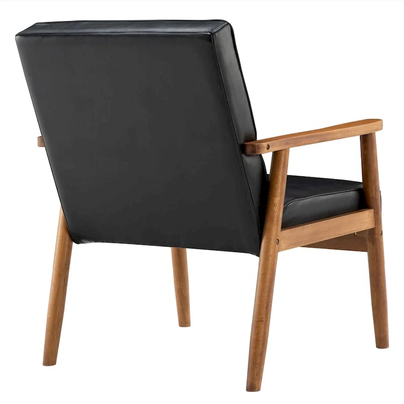 Leather Black/Brown Mid-century Accent Chair