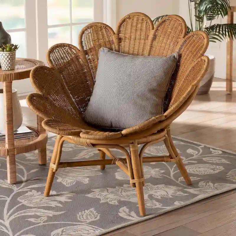 Blossom Bohemian Honey Rattan Accent Flower Chair