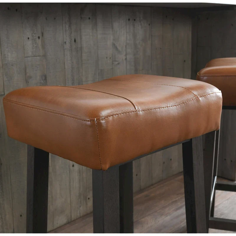 Butterscotch and Dark Brown Backless Counter Stool