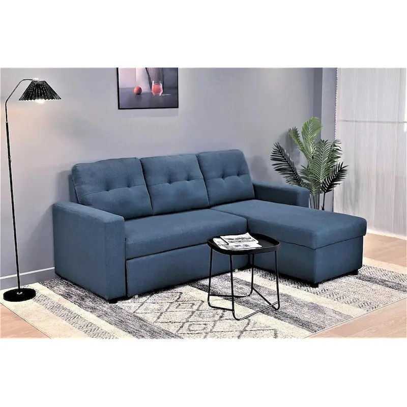 US Pride Furniture 79.92 inch Convertible L-Shaped Sectional Sleeper Sofa Bed Stylish Apartment Furniture