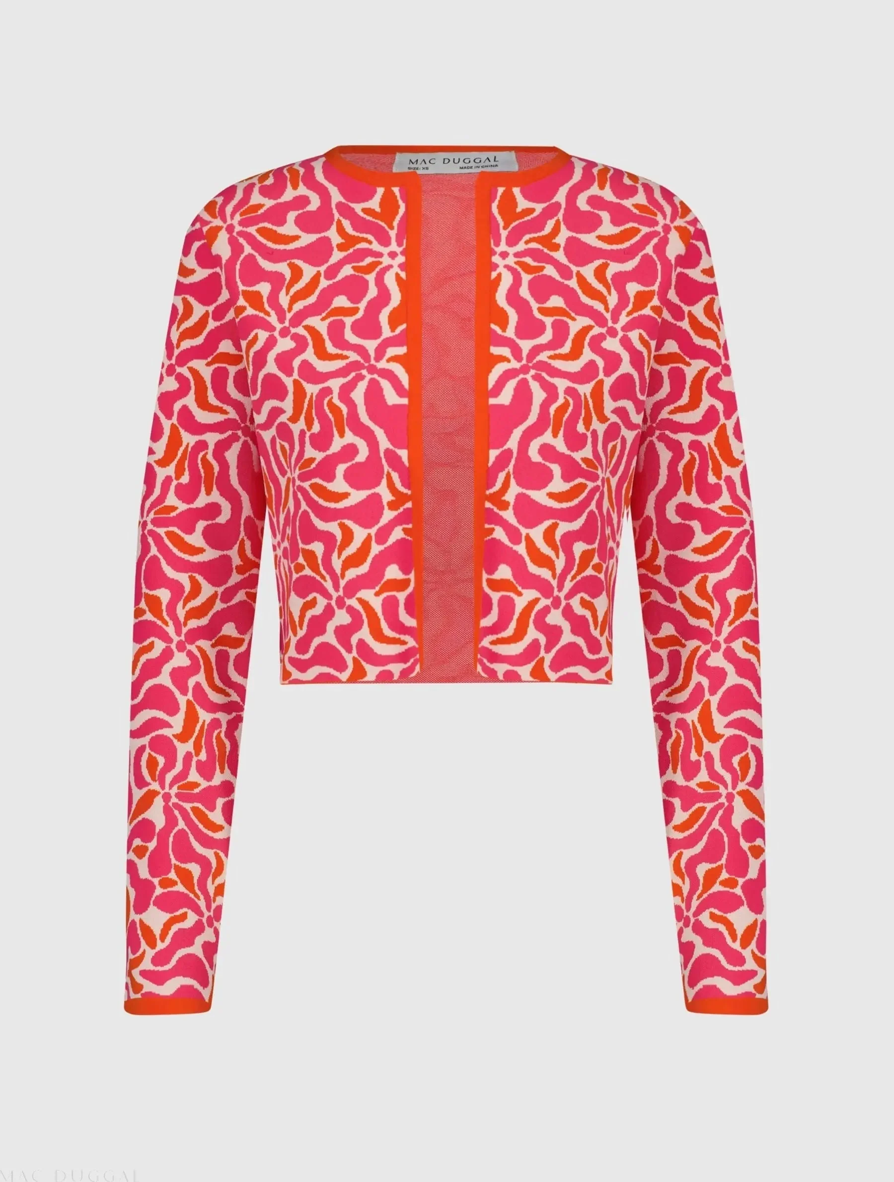 Multicolor Long Sleeve Knit Floral Cardigan