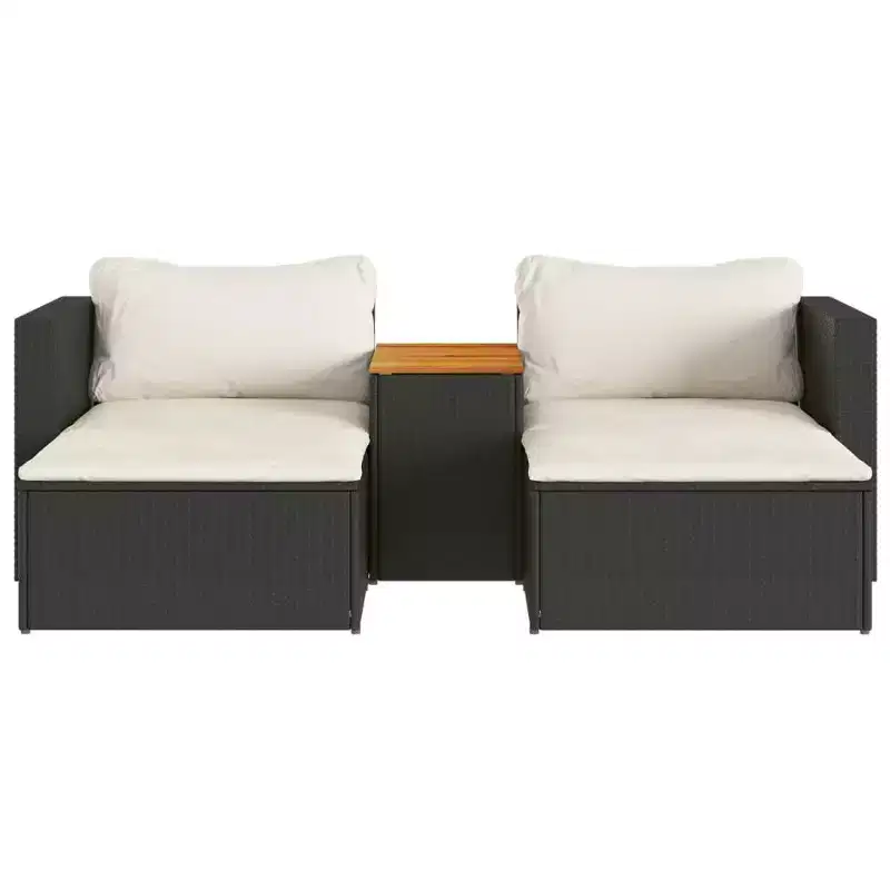 vidaXL Patio Sofa Set with Cushions Garden 5 Piece Poly Rattan Acacia