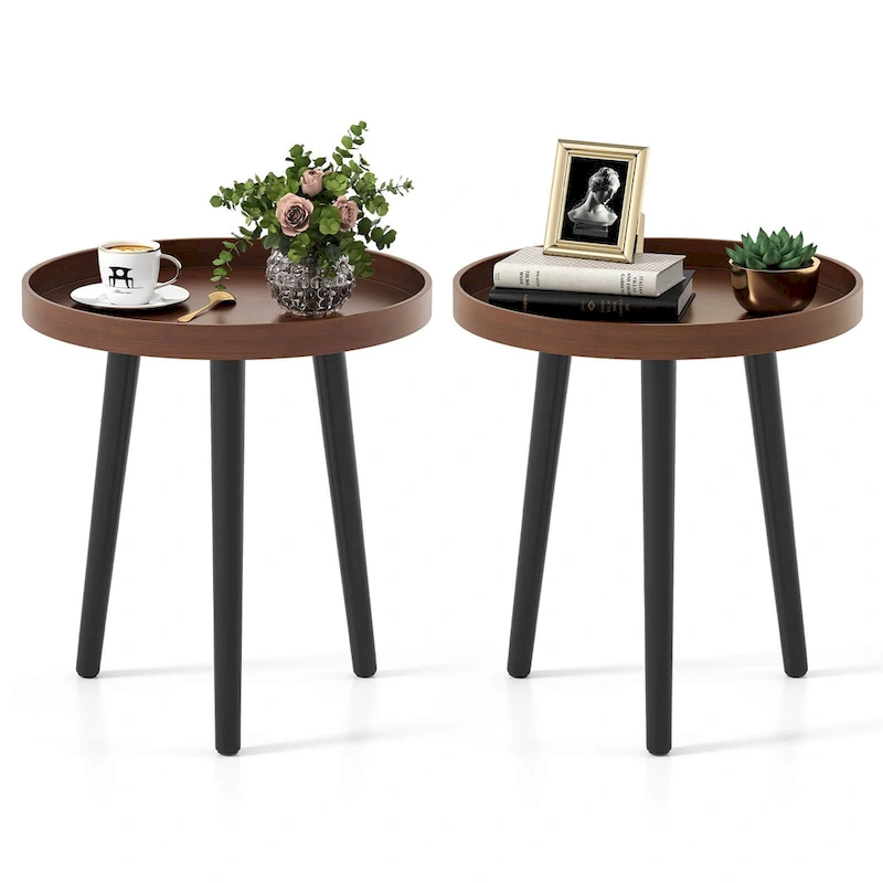 Costway 1/2 PCS Round Side Table Sofa Coffee End Accent Table