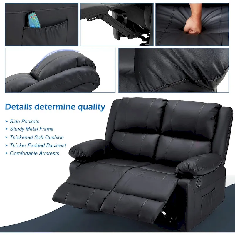 AECOJOY 2-Seater Recliner Loveseat with Heat and Massage Function