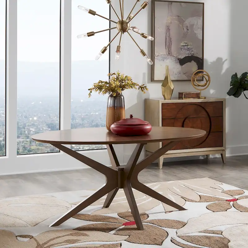 Walnut Oval Mid-Century Dining Table, 4-Person