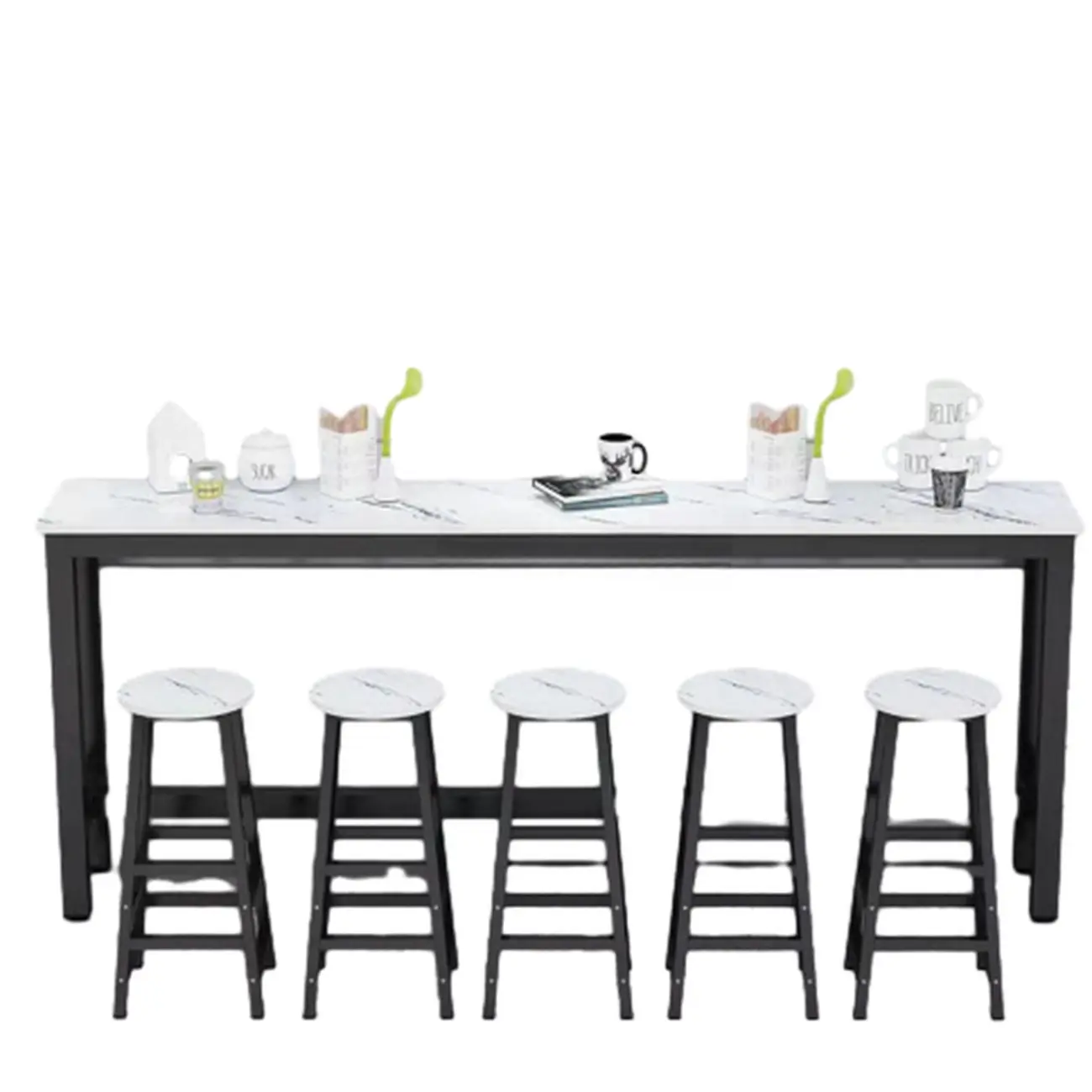 Modern White Metal Fixed Top Design Bar Tables