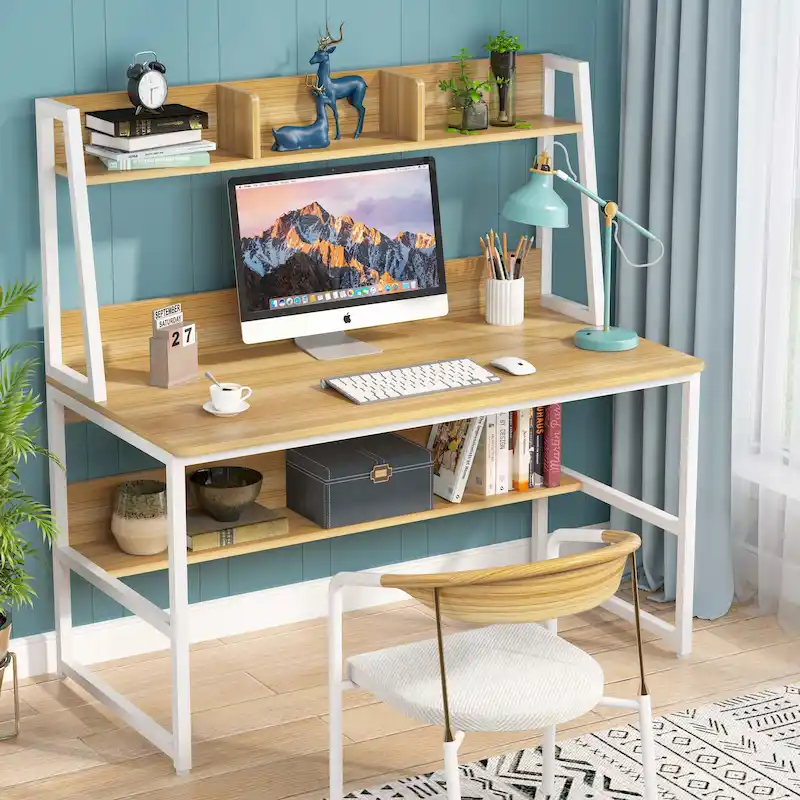 Computer Desk with Hutch and Bookshelf,Home Office Desk,Study Writing Table
