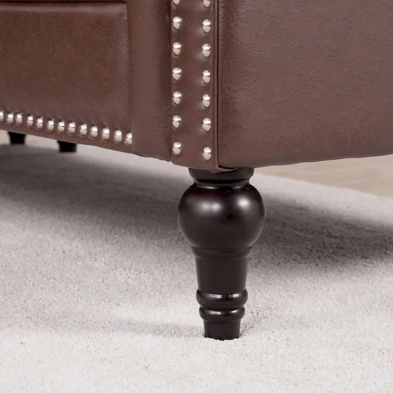 L-Shaped Sectional Sofa with PU Leather Upholstery